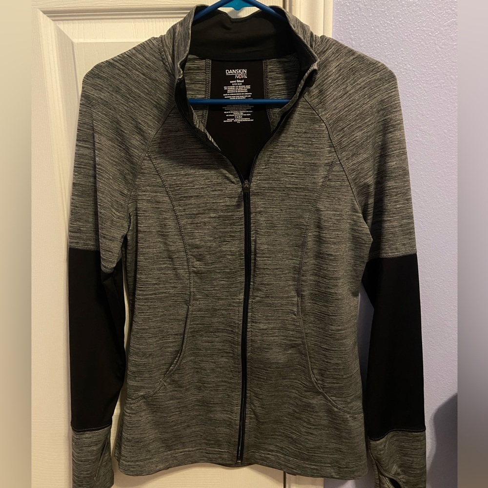 Grey Long Sleeve Workout Zip-Up